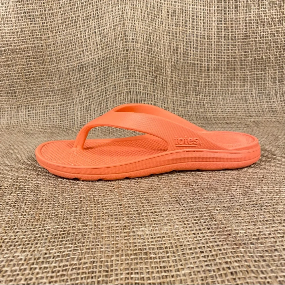 Totes Sandals Flip Flops Sol bounce Peach Thongs Size 8 - Picture 4 of 11